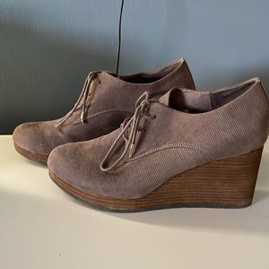 Dr Scholls Where To Wedge Oxford Ankle Boots 8 Khaki Corduroy